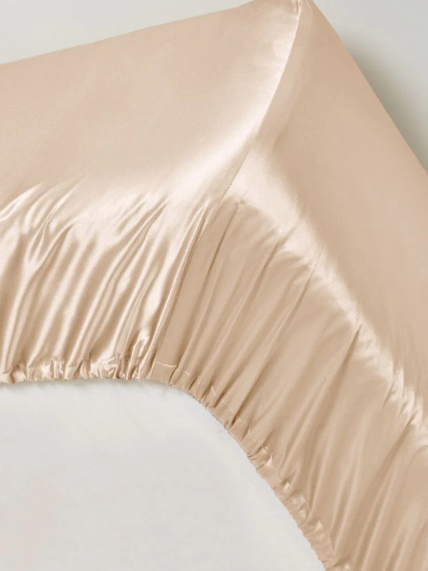100% Mulberry Silk Fitted Sheet (OEKO-TEX) Beige