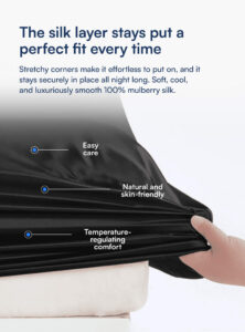 100% Mulberry Silk Fitted Sheet (OEKO-TEX) Black