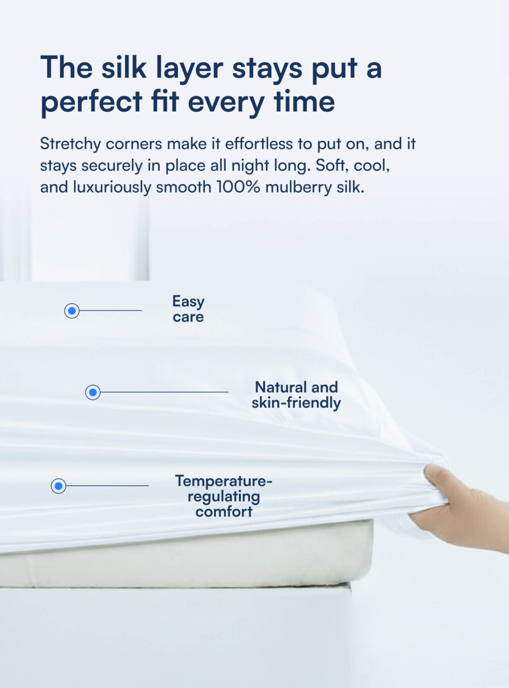 100% Mulberry Silk Fitted Sheet (OEKO-TEX) White
