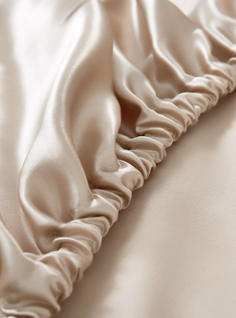 100% Mulberry Silk Fitted Sheet (OEKO-TEX) Beige