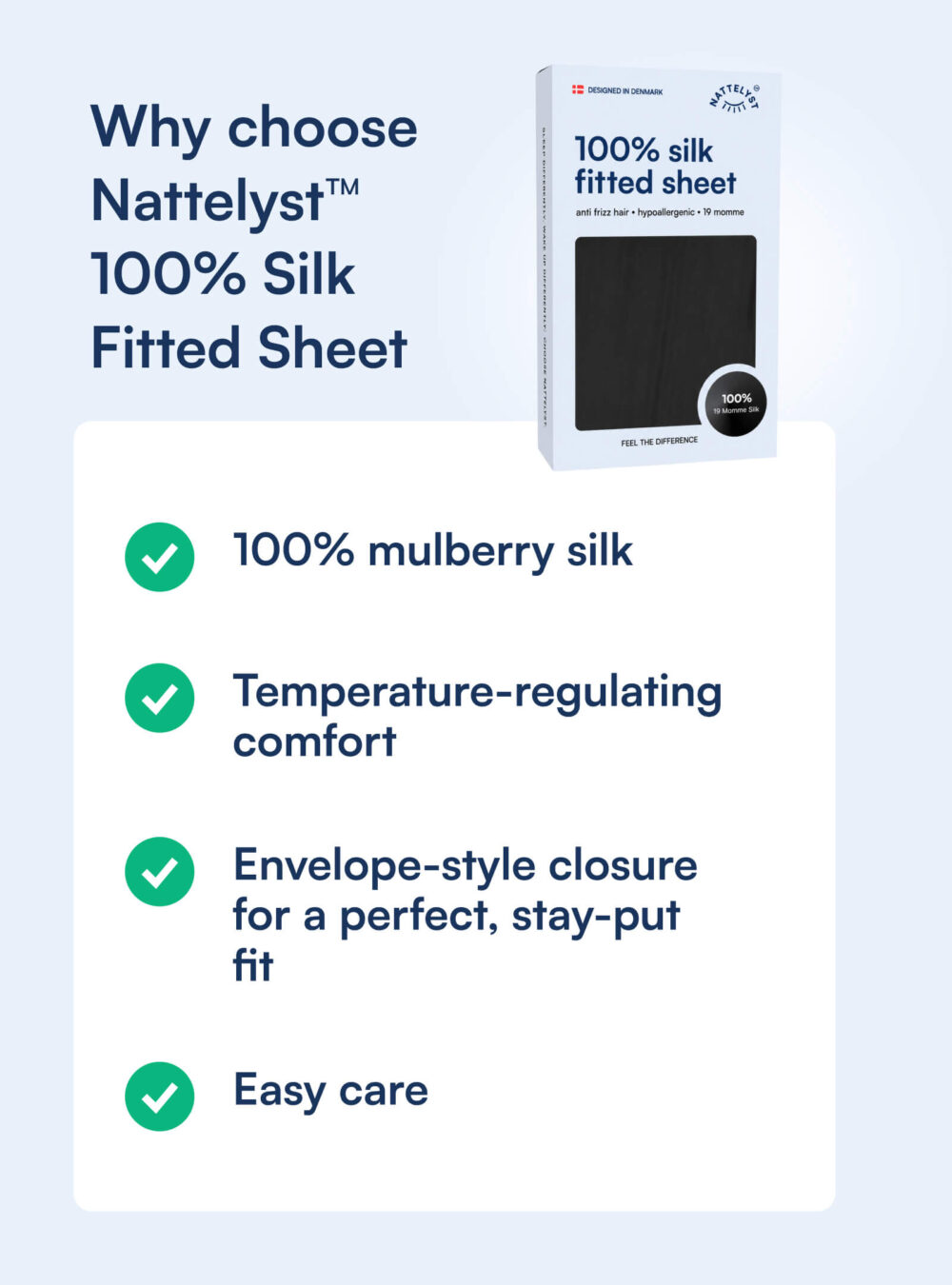100% Mulberry Silk Fitted Sheet (OEKO-TEX) Black