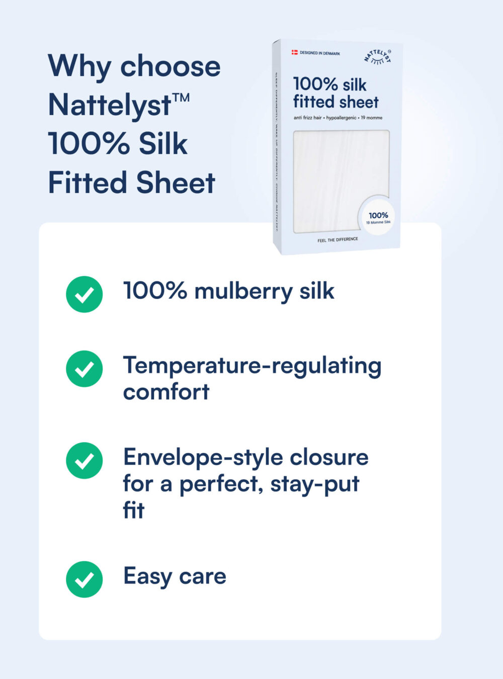 100% Mulberry Silk Fitted Sheet (OEKO-TEX) White